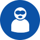 A simple avatar icon with sunglasses on a blue background. A simple avatar icon with sunglasses on a blue background.